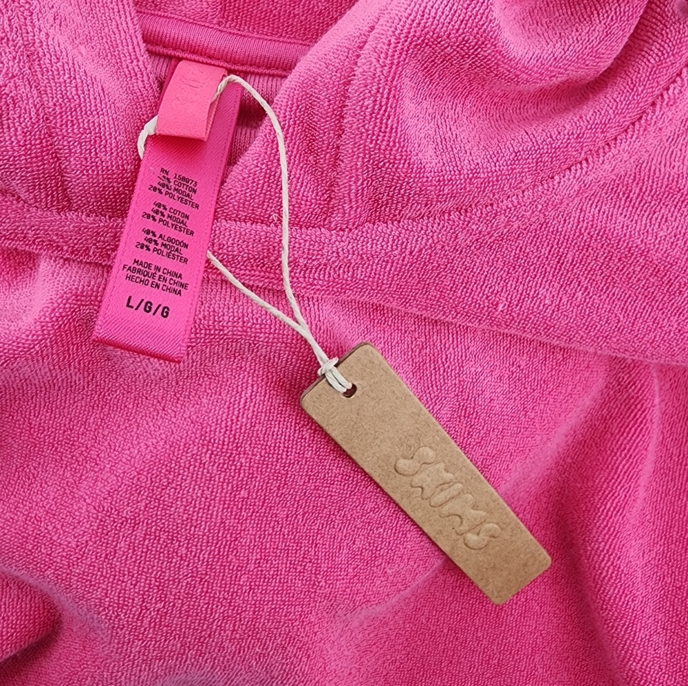 Skims Terry Lounge Pullover Hoodie Watermelon Pink Size Large New - Picture 6 of 9
